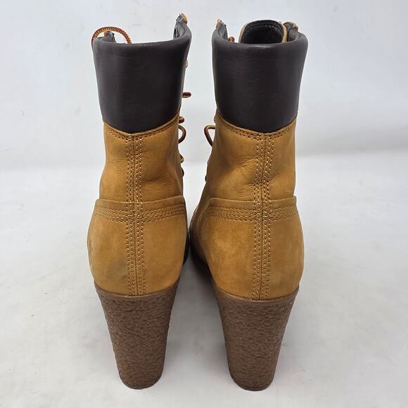 Timberland Earthkeepers High Heel Wheat Nubuck Leather Ankle Boots Womens Size 6 - Picture 5 of 8